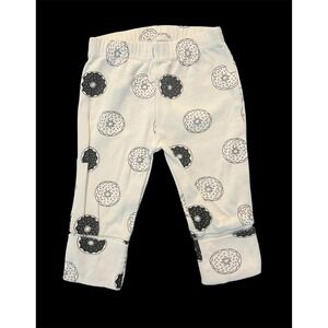 Monica + Andy Baby Leggings 0-3M White Black Donut Print Organic Cotton Pants